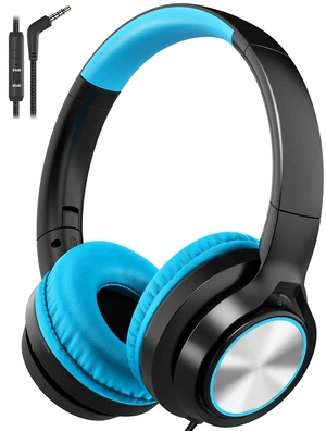 Kids Headphones with Microphone, Wired Over Ear Headsets with Limited Volume 85dB/ 94dB for Boys Girls Teens Children Online School/Travel/iPad/Tablet/Cellphone Kids Headphones with Microphone, Wired Over Ear Headsets with Limited Volume 85dB/ 94dB for Boys Girls Teens Children Online School/Travel/iPad/Tablet/Cellphone