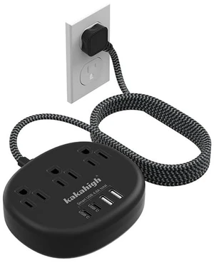Black Extension Cord with USB, 10 Feet 1625W Extension Cord 3 Prong with 3 AC Outlet 4 USB (24W/4.8A), Bedside Charging Station for Home, Office and Dorm Black Extension Cord with USB, 10 Feet 1625W Extension Cord 3 Prong with 3 AC Outlet 4 USB (24W/4.8A), Bedside Charging Station for Home, Office and Dorm