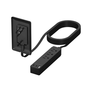 Outlet Extender with 3 Receptacles, 21W USB-A & 2 USB-C, Flat-Face ETL Listed, 8ft Cord, 1625W, Matte Black, 3-Outlet Power Strip, Wall Plate Plug With Cord Extender, Premium Quality Outlet Extender with 3 Receptacles, 21W USB-A & 2 USB-C, Flat-Face ETL Listed, 8ft Cord, 1625W, Matte Black, 3-Outlet Power Strip, Wall Plate Plug With Cord Extender, Premium Quality