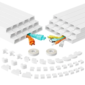 425in TV Cord Hider Wall, Cord Covers for 2-3 Wires on Wall, Easier Set-up Cable Hider Wire Covers for Cords on Wall, Paintable Cable Cover Management to Hide TV Wires, W0.95 H0.55in, White 425in TV Cord Hider Wall, Cord Covers for 2-3 Wires on Wall, Easier Set-up Cable Hider Wire Covers for Cords on Wall, Paintable Cable Cover Management to Hide TV Wires, W0.95 H0.55in, White