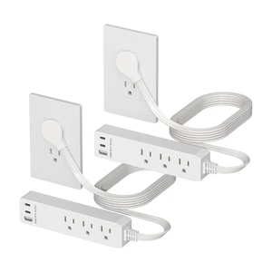 Outlet Extender with 3 Receptacles, USB-A & 2 USB-C Ports, Flat-Plug ETL Listed, 5ft Cord, 1250W, 2-Pack, Matte White, 3-Outlet Power Strip, Slim Angled Design, Ultra-Thin, Premium Quality Outlet Extender with 3 Receptacles, USB-A & 2 USB-C Ports, Flat-Plug ETL Listed, 5ft Cord, 1250W, 2-Pack, Matte White, 3-Outlet Power Strip, Slim Angled Design, Ultra-Thin, Premium Quality