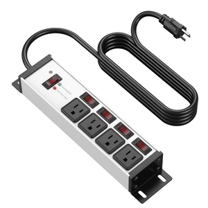Magnetic Heavy Duty Surge Protector, 12 Gauge, Silver, 10FT, 1 Individual Switches, Outdoor Extension Cord with Multiple Outlets, Wall Mount Plug Extender, Grounding, Garage Power Strip Magnetic Heavy Duty Surge Protector, 12 Gauge, Silver, 10FT, 1 Individual Switches, Outdoor Extension Cord with Multiple Outlets, Wall Mount Plug Extender, Grounding, Garage Power Strip
