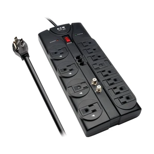 Eaton TLP1208TELTV Flat Plug Surge Protector TV & Phone Ports Eaton TLP1208TELTV Flat Plug Surge Protector TV & Phone Ports