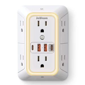 Multi Plug Outlet Surge Protector, 6 Outlet Extender and 4 USB with PD30W USB-C Fast Charging, 3-Sided 1050J Surge Protector Power Strip with Night Light for Home Travel Office-ETL Multi Plug Outlet Surge Protector, 6 Outlet Extender and 4 USB with PD30W USB-C Fast Charging, 3-Sided 1050J Surge Protector Power Strip with Night Light for Home Travel Office-ETL