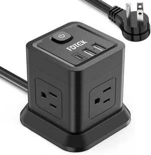 Power Strip with USB C, 4 Outlets 3 USB 10 FT Extension Cord Black Long Cord Flat Plug Overload Protection Compact Power Cube for Desktop Home Office Travel & Bedroom ETL Listed Power Strip with USB C, 4 Outlets 3 USB 10 FT Extension Cord Black Long Cord Flat Plug Overload Protection Compact Power Cube for Desktop Home Office Travel & Bedroom ETL Listed