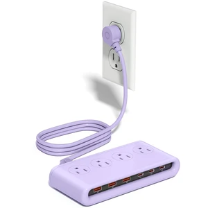 Power Strip with USB Port - 4AC & 6 USB(3USB C), Outlet Extender 5FT Flat Plug Extension Cord with Multiple Outlets, PD20W Bedside Charging Station for Multiple Devices - Travel Home Office Power Strip with USB Port - 4AC & 6 USB(3USB C), Outlet Extender 5FT Flat Plug Extension Cord with Multiple Outlets, PD20W Bedside Charging Station for Multiple Devices - Travel Home Office