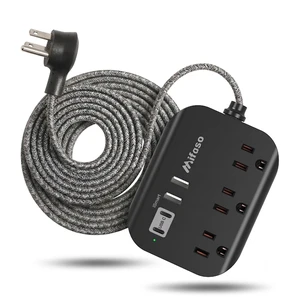 Power Strip with USB, 15Ft Compact Flat Plug Extension Cord 3 Outlets 4 USB Ports, Dorm Room Essentials, Black Power Strip with USB, 15Ft Compact Flat Plug Extension Cord 3 Outlets 4 USB Ports, Dorm Room Essentials, Black