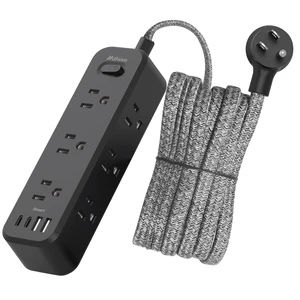 25FT Extension Cord with Multiple Outlets, 13-in-1 Long Power Strip with 9 Wide Spaced Outlets and 4 USB Ports, Flat Plug Wall Mount Charging Station for College Dorm Room Essentials, Office, Black 25FT Extension Cord with Multiple Outlets, 13-in-1 Long Power Strip with 9 Wide Spaced Outlets and 4 USB Ports, Flat Plug Wall Mount Charging Station for College Dorm Room Essentials, Office, Black