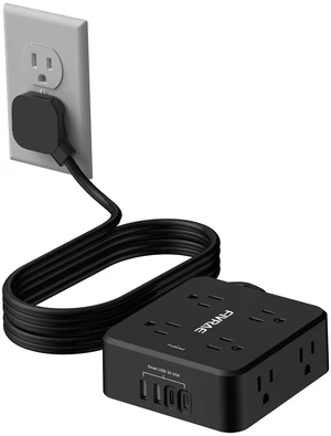 10Ft Extension Cord with Multiple Outlets, 8 Outlets and 4 USB Ports 10 Feet Flat Plug Long Cord Surge Protector Power Strip for Home Office, College Dorm Room Essentials, ETL Listed, Black 10Ft Extension Cord with Multiple Outlets, 8 Outlets and 4 USB Ports 10 Feet Flat Plug Long Cord Surge Protector Power Strip for Home Office, College Dorm Room Essentials, ETL Listed, Black