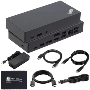 40AS0090US Lenovo Thinkpad Docking Station Gen 2-, Lenovo Docking Station for Laptop with 90W Adapter, HDMI, USB-C, DisplayPort Cables & Cloth - Universal Thunderbolt 3 Dock 40AS0090US Lenovo Thinkpad Docking Station Gen 2-, Lenovo Docking Station for Laptop with 90W Adapter, HDMI, USB-C, DisplayPort Cables & Cloth - Universal Thunderbolt 3 Dock