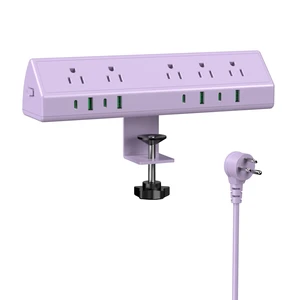 Desk Clamp Power Strip USB C 45W,Surge Protector,Purple 4 USB-C,Edge Mount,1875W Extension Cord,15A Switch,ETL Listed,Office,Gaming,Dorm Desk Clamp Power Strip USB C 45W,Surge Protector,Purple 4 USB-C,Edge Mount,1875W Extension Cord,15A Switch,ETL Listed,Office,Gaming,Dorm