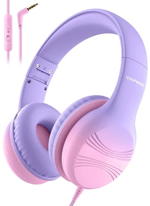 Kids Headphones, Wired Headphones for Kids with Microphone 85/94dB Volume Limit, Stereo Sound Portable Over Ear Headphones for School/Travel/Tablet/iPad, Violet Pink Kids Headphones, Wired Headphones for Kids with Microphone 85/94dB Volume Limit, Stereo Sound Portable Over Ear Headphones for School/Travel/Tablet/iPad, Violet Pink
