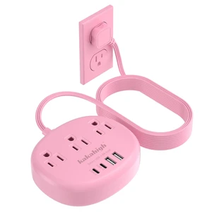 Pink Extension Cord - 10 FT Flat Power Strip 1625W Cute Extension Cord with 3 AC Outlet 4 USB (24W/4.8A), Compact for Cute Pink Kawaii Desk Home Essentials Pink Extension Cord - 10 FT Flat Power Strip 1625W Cute Extension Cord with 3 AC Outlet 4 USB (24W/4.8A), Compact for Cute Pink Kawaii Desk Home Essentials