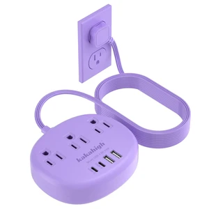 Purple Extension Cord - 10 FT Flat Power Strip 1625W Cute Extension Cord with 3 AC Outlet 4 USB (24W/4.8A), Compact for Cute Purple Kawaii Lavender Desk Accessories Purple Extension Cord - 10 FT Flat Power Strip 1625W Cute Extension Cord with 3 AC Outlet 4 USB (24W/4.8A), Compact for Cute Purple Kawaii Lavender Desk Accessories