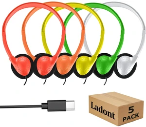 5 Pack Kids Headphones Bulk Type-C, USB C Wired Headphones for School Classroom, Wholesale Children Student Headset for Chromebook Laptop PC, Mixed Colors 5 Pack Kids Headphones Bulk Type-C, USB C Wired Headphones for School Classroom, Wholesale Children Student Headset for Chromebook Laptop PC, Mixed Colors