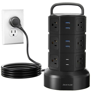 Power Strip Tower Surge Protector, 12 AC 6 USB (2 USB C), 1050J 6.5Ft Retractable Extension Cord with Multiple Outlets, 1625W/13A Outlet Extender, USB Charging Station for Home Office Dorm Power Strip Tower Surge Protector, 12 AC 6 USB (2 USB C), 1050J 6.5Ft Retractable Extension Cord with Multiple Outlets, 1625W/13A Outlet Extender, USB Charging Station for Home Office Dorm