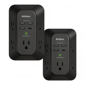 5-Outlet Extender Surge Protector, Multi Plug Wall Outlet with 4 USB Wall Charger, Plug Extension Outlet 1800J, Outlet Splitter Power Strip for Home Office Dorm Room Essentials, Black, 2 Pack 5-Outlet Extender Surge Protector, Multi Plug Wall Outlet with 4 USB Wall Charger, Plug Extension Outlet 1800J, Outlet Splitter Power Strip for Home Office Dorm Room Essentials, Black, 2 Pack
