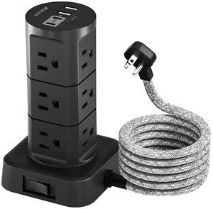 Charging Station Tower, Power Strips with Surge Protection, Flat Plug Office Desk Supplies, Dorm Essentials, 6Ft Extension Cord with Multiple Outlets, 12 Outlets 4 USB Ports, 1875W/15A 1080J Charging Station Tower, Power Strips with Surge Protection, Flat Plug Office Desk Supplies, Dorm Essentials, 6Ft Extension Cord with Multiple Outlets, 12 Outlets 4 USB Ports, 1875W/15A 1080J