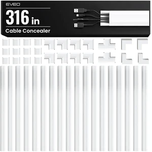 Cable Hider Wall 306 - Cable Raceway Cord Hider - Wire Covers for Cords on Wall, Cord Cover, Wall Cable Hider, Cable Concealer, Wire Hiders for TV on Wall - 20X (L16 W1.1 H0.55) - Large White Cable Hider Wall 306 - Cable Raceway Cord Hider - Wire Covers for Cords on Wall, Cord Cover, Wall Cable Hider, Cable Concealer, Wire Hiders for TV on Wall - 20X (L16 W1.1 H0.55) - Large White