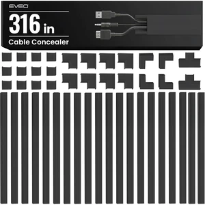 Cable Hider Wall 306 - Cable Raceway Cord Hider - Wire Covers for Cords on Wall, Cord Cover, Wall Cable Hider, Cable Concealer, Wire Hiders for TV on Wall - 20X (L16 W0.95 H0.5) - Medium Black Cable Hider Wall 306 - Cable Raceway Cord Hider - Wire Covers for Cords on Wall, Cord Cover, Wall Cable Hider, Cable Concealer, Wire Hiders for TV on Wall - 20X (L16 W0.95 H0.5) - Medium Black