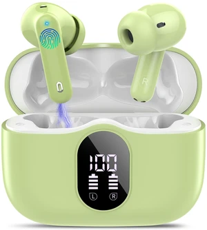 Wireless Earbuds, Bluetooth 5.4 Headphones Bass Stereo/ENC Mic,Grass Green | Ear Buds with Noise Cancelling Mic LED Display, 36H, IP7 Waterproof in Ear Earphones for Laptop Pad Phones Sports Workout Wireless Earbuds, Bluetooth 5.4 Headphones Bass Stereo/ENC Mic,Grass Green | Ear Buds with Noise Cancelling Mic LED Display, 36H, IP7 Waterproof in Ear Earphones for Laptop Pad Phones Sports Workout