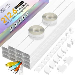 212.6in Cord Hider Kit, Cord Covers for 3-4 Wires on Wall, Cable Hider Wire Covers for Cords on Wall, Paintable Cord Hider for Walls Mount Tv, Cable Cover Raceway, W1.18 H0.6in, White 212.6in Cord Hider Kit, Cord Covers for 3-4 Wires on Wall, Cable Hider Wire Covers for Cords on Wall, Paintable Cord Hider for Walls Mount Tv, Cable Cover Raceway, W1.18 H0.6in, White