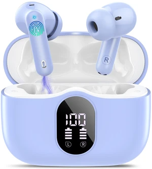 Wireless Earbuds, Bluetooth 5.4 Headphones Bass Stereo/ENC Mic, Pale Blue | Ear Buds with Noise Cancelling Mic LED Display, 36H, IP7 Waterproof in Ear Earphones for Laptop Pad Phones Sports Workout Wireless Earbuds, Bluetooth 5.4 Headphones Bass Stereo/ENC Mic, Pale Blue | Ear Buds with Noise Cancelling Mic LED Display, 36H, IP7 Waterproof in Ear Earphones for Laptop Pad Phones Sports Workout