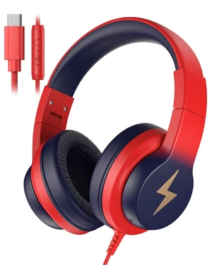 USB C Wired Kids Headphones with Microphone for School 85/94dB Volume Limited, Foldable Over-Ear Fit, Corded Headphones for Toddler, Boys,Girls,Travel, iPad, Tablets, Gradient Red USB C Wired Kids Headphones with Microphone for School 85/94dB Volume Limited, Foldable Over-Ear Fit, Corded Headphones for Toddler, Boys,Girls,Travel, iPad, Tablets, Gradient Red