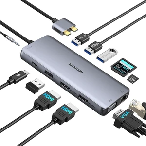 MacBook Pro Docking Station for Dual Monitor, 12 in 2 HDMI Adapter Dockingstation for MacBook Pro/Air, MacBook Adapter, VGA, Ethernet, 4x USB, SD/microSD, 100W PD, Mac Dongle Dual HDMI MacBook Pro Docking Station for Dual Monitor, 12 in 2 HDMI Adapter Dockingstation for MacBook Pro/Air, MacBook Adapter, VGA, Ethernet, 4x USB, SD/microSD, 100W PD, Mac Dongle Dual HDMI