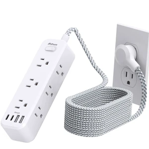 10FT Power Strip, 13-in-1 Long Extension Cord with Multiple Outlets with 9 Wide Spaced Outlets and 4 USB Ports, Flat Plug Wall Mount Charging Station for College Dorm Room Essentials, Office, White 10FT Power Strip, 13-in-1 Long Extension Cord with Multiple Outlets with 9 Wide Spaced Outlets and 4 USB Ports, Flat Plug Wall Mount Charging Station for College Dorm Room Essentials, Office, White