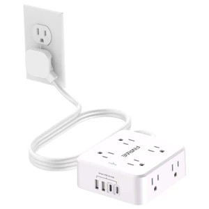 5Ft Extension Cord with Multiple Outlets, 8 Outlets and 4 USB Ports 5 Feet Flat Plug Long Cord Surge Protector Power Strip for Home Office, College Dorm Room Essentials, ETL Listed, White 5Ft Extension Cord with Multiple Outlets, 8 Outlets and 4 USB Ports 5 Feet Flat Plug Long Cord Surge Protector Power Strip for Home Office, College Dorm Room Essentials, ETL Listed, White