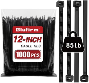 Zip Ties Heavy Duty 12 inch (1000 Pack), Double-sided Toothed, 85 lb, Delivering 1.7X Tensile Strength in the Same Specs, Black Cable Ties Zip Ties Heavy Duty 12 inch (1000 Pack), Double-sided Toothed, 85 lb, Delivering 1.7X Tensile Strength in the Same Specs, Black Cable Ties