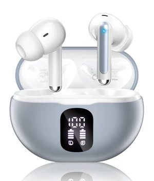 Wireless Earbuds, Bluetooth 5.4 Ear Buds Bass Stereo, Headphones with Noise Cancelling Mic, LED Display in Ear Earphones Clear Calls, IP7 Waterproof Bluetooth Earbuds for Phone/Android/iPad, Gray Wireless Earbuds, Bluetooth 5.4 Ear Buds Bass Stereo, Headphones with Noise Cancelling Mic, LED Display in Ear Earphones Clear Calls, IP7 Waterproof Bluetooth Earbuds for Phone/Android/iPad, Gray