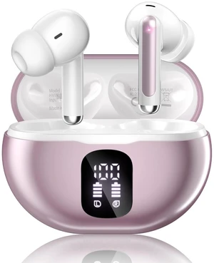 Wireless Earbuds, Bluetooth 5.4 Ear Buds Bass Stereo, Headphones with Noise Cancelling Mic, LED Display in Ear Earphones Clear Calls, IP7 Waterproof Bluetooth Earbuds for Phone/Android/iPad, Rose Gold Wireless Earbuds, Bluetooth 5.4 Ear Buds Bass Stereo, Headphones with Noise Cancelling Mic, LED Display in Ear Earphones Clear Calls, IP7 Waterproof Bluetooth Earbuds for Phone/Android/iPad, Rose Gold