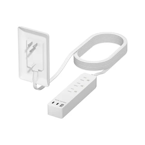 Outlet Extender with 3 Receptacles, 21W USB-A & 2 USB-C, Flat-Face ETL Listed, 8ft Cord, 1625W, Matte White, 3-Outlet Power Strip, Wall Plate Plug With Cord Extender, Premium Quality Outlet Extender with 3 Receptacles, 21W USB-A & 2 USB-C, Flat-Face ETL Listed, 8ft Cord, 1625W, Matte White, 3-Outlet Power Strip, Wall Plate Plug With Cord Extender, Premium Quality