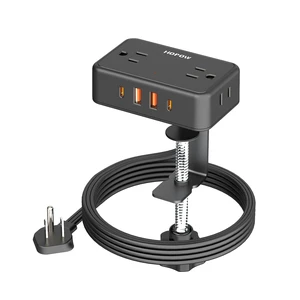 Desk Clamp Power Strip with 4Outlets & 4USB, 6FT Extension Cord for Home Desktop Mount Charging Station, Fits 2.75" Tabletop Edge, Wide Spaced, 1625W/13A, Flat Plug, No Surge Protector, Black Desk Clamp Power Strip with 4Outlets & 4USB, 6FT Extension Cord for Home Desktop Mount Charging Station, Fits 2.75" Tabletop Edge, Wide Spaced, 1625W/13A, Flat Plug, No Surge Protector, Black