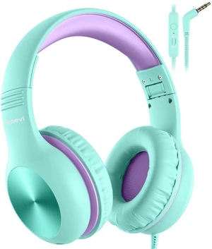 Kids Headphones with Microphone, Over-Ear Headphones for Kids with Sharing Function, 85dB/94dB Safe Volume Limit, Wired Headphone for Children, Kid Headset for School, Tablet, Travel, Green Kids Headphones with Microphone, Over-Ear Headphones for Kids with Sharing Function, 85dB/94dB Safe Volume Limit, Wired Headphone for Children, Kid Headset for School, Tablet, Travel, Green