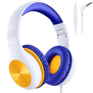 Kids Headphones with MIC, Over-Ear Headphones for Kids with Cord, HD Sound, Safe Volume Limit, Sharing Function, Kid Headset for Boys Girls, Toddler Headphone for School, Tablet, White Orange Kids Headphones with MIC, Over-Ear Headphones for Kids with Cord, HD Sound, Safe Volume Limit, Sharing Function, Kid Headset for Boys Girls, Toddler Headphone for School, Tablet, White Orange