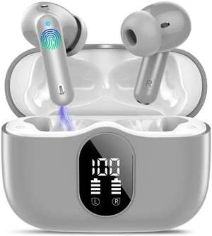 Wireless Earbuds, Bluetooth 5.4 Headphones Bass Stereo/ENC Mic, Fog Gray | Ear Buds with Noise Cancelling Mic LED Display, 36H, IP7 Waterproof in Ear Earphones for Laptop Pad Phones Sports Workout Wireless Earbuds, Bluetooth 5.4 Headphones Bass Stereo/ENC Mic, Fog Gray | Ear Buds with Noise Cancelling Mic LED Display, 36H, IP7 Waterproof in Ear Earphones for Laptop Pad Phones Sports Workout