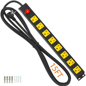 8 Outlet Power Strip 2100J Surge Protector, 15FT Heavy Duty Extension Cord Wide Spaced Outlet and Wall Mount Metal Powerstrip for Home Office Garage Workshop 8 Outlet Power Strip 2100J Surge Protector, 15FT Heavy Duty Extension Cord Wide Spaced Outlet and Wall Mount Metal Powerstrip for Home Office Garage Workshop