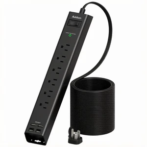 Power Strip Surge Protector with 6 AC Outlets 4 USB Ports (2 USB-C), Flat Plug Extension Cord 5ft, Multi Outlet Extender, Wall Mount Desk Charging Station for Home Office Dorm Essentials Power Strip Surge Protector with 6 AC Outlets 4 USB Ports (2 USB-C), Flat Plug Extension Cord 5ft, Multi Outlet Extender, Wall Mount Desk Charging Station for Home Office Dorm Essentials