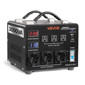 Voltage Auto Converter Transformer, 3000VA, Heavy Duty Step Up/Down Power Transformer, 110V to 220V and 220V to 110V, with 3 US Outlets, 3 EU Outlets, LCD Display, Circuit Breaker Protection Voltage Auto Converter Transformer, 3000VA, Heavy Duty Step Up/Down Power Transformer, 110V to 220V and 220V to 110V, with 3 US Outlets, 3 EU Outlets, LCD Display, Circuit Breaker Protection
