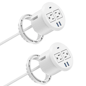 Recessed Desk Power Grommet,2 Outlets, 20W USB-C,White,2PCS 3inch Hole Flush-Mount for Desktop,Workspace Essential Desk Outlet,ETL Listed Recessed Desk Power Grommet,2 Outlets, 20W USB-C,White,2PCS 3inch Hole Flush-Mount for Desktop,Workspace Essential Desk Outlet,ETL Listed