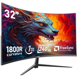 32 inch 240Hz Curved Gaming PC Monitor, 1080p Computer Screen 1800R curvature, Full HD 1080P, 1ms response, FreeSync, 100% sRGB, DisplayPort 1.4/HDMI 2.0, Black 32 inch 240Hz Curved Gaming PC Monitor, 1080p Computer Screen 1800R curvature, Full HD 1080P, 1ms response, FreeSync, 100% sRGB, DisplayPort 1.4/HDMI 2.0, Black