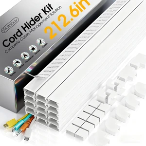 212.6in Cord Hider Kit, Cord Covers for 2-4 Wires on Wall, Self-Adhesive Cable Hider Wire Covers for Cords on Wall, Paintable Cord Hider for Walls Mount Tv, Cable Cover Raceway, W0.95 H0.55in, White 212.6in Cord Hider Kit, Cord Covers for 2-4 Wires on Wall, Self-Adhesive Cable Hider Wire Covers for Cords on Wall, Paintable Cord Hider for Walls Mount Tv, Cable Cover Raceway, W0.95 H0.55in, White