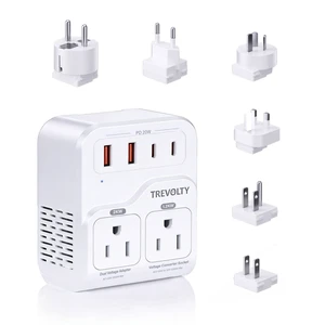 2000W Voltage Converter US to Europe for Hair Dryers, 7-in-1 220V to 110V Converter for European Travel with 3 AC/2 USBA/2 USBC Ports (PD20W), European Travel Adapter (White) 2000W Voltage Converter US to Europe for Hair Dryers, 7-in-1 220V to 110V Converter for European Travel with 3 AC/2 USBA/2 USBC Ports (PD20W), European Travel Adapter (White)