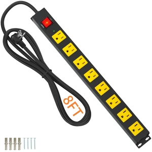 8 Outlet Power Strip 2100J Surge Protector, 8FT Heavy Duty Extension Cord Wide Spaced Outlet and Wall Mount Metal Powerstrip for Home Office Garage Workshop 8 Outlet Power Strip 2100J Surge Protector, 8FT Heavy Duty Extension Cord Wide Spaced Outlet and Wall Mount Metal Powerstrip for Home Office Garage Workshop