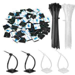 200 Pack 3/4" Zip Tie Adhesive Mounts Self Adhesive Cable Tie Base Holders with Multi-Purpose Tie wire clips with screw hole,Anchor stick on wire holder with White and Black 200 Pack 3/4" Zip Tie Adhesive Mounts Self Adhesive Cable Tie Base Holders with Multi-Purpose Tie wire clips with screw hole,Anchor stick on wire holder with White and Black