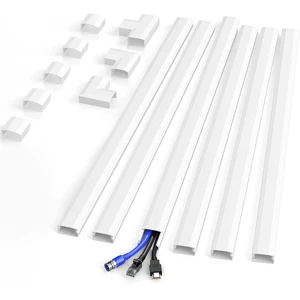 Cord Hider Wall, Cord Covers for 2-3 Wires, Easy Set up Cable Hider Wire Covers for Cords on Wall, Self-Adhesive Wire Hiders for TV on Wall, Cable Cover Management Kit, W1.0 H0.53in, White Cord Hider Wall, Cord Covers for 2-3 Wires, Easy Set up Cable Hider Wire Covers for Cords on Wall, Self-Adhesive Wire Hiders for TV on Wall, Cable Cover Management Kit, W1.0 H0.53in, White