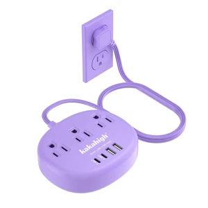 Purple Extension Cord with USB C - 5 FT Flat Power Strip 1625W Cute Extension Cord with 3 AC Outlet 4 USB (24W/4.8A), Compact for Cute Purple Kawaii Lavender Accessories Purple Extension Cord with USB C - 5 FT Flat Power Strip 1625W Cute Extension Cord with 3 AC Outlet 4 USB (24W/4.8A), Compact for Cute Purple Kawaii Lavender Accessories